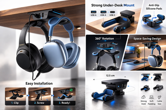 Under‑Desk Headphone Hook